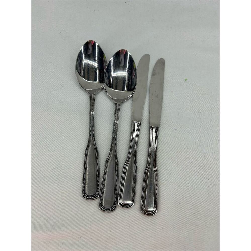 Vintage Salem Stainless Steel Flatware Set Beaded Edge Japan